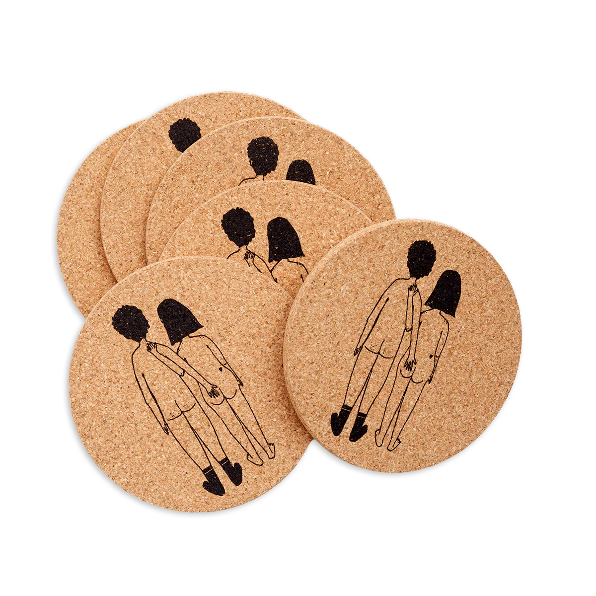 glasuntersetzer nacktes paar von hinten 6er