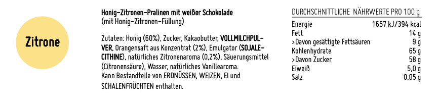 herr biene honigpralinen zitrone (weiße schokolade)