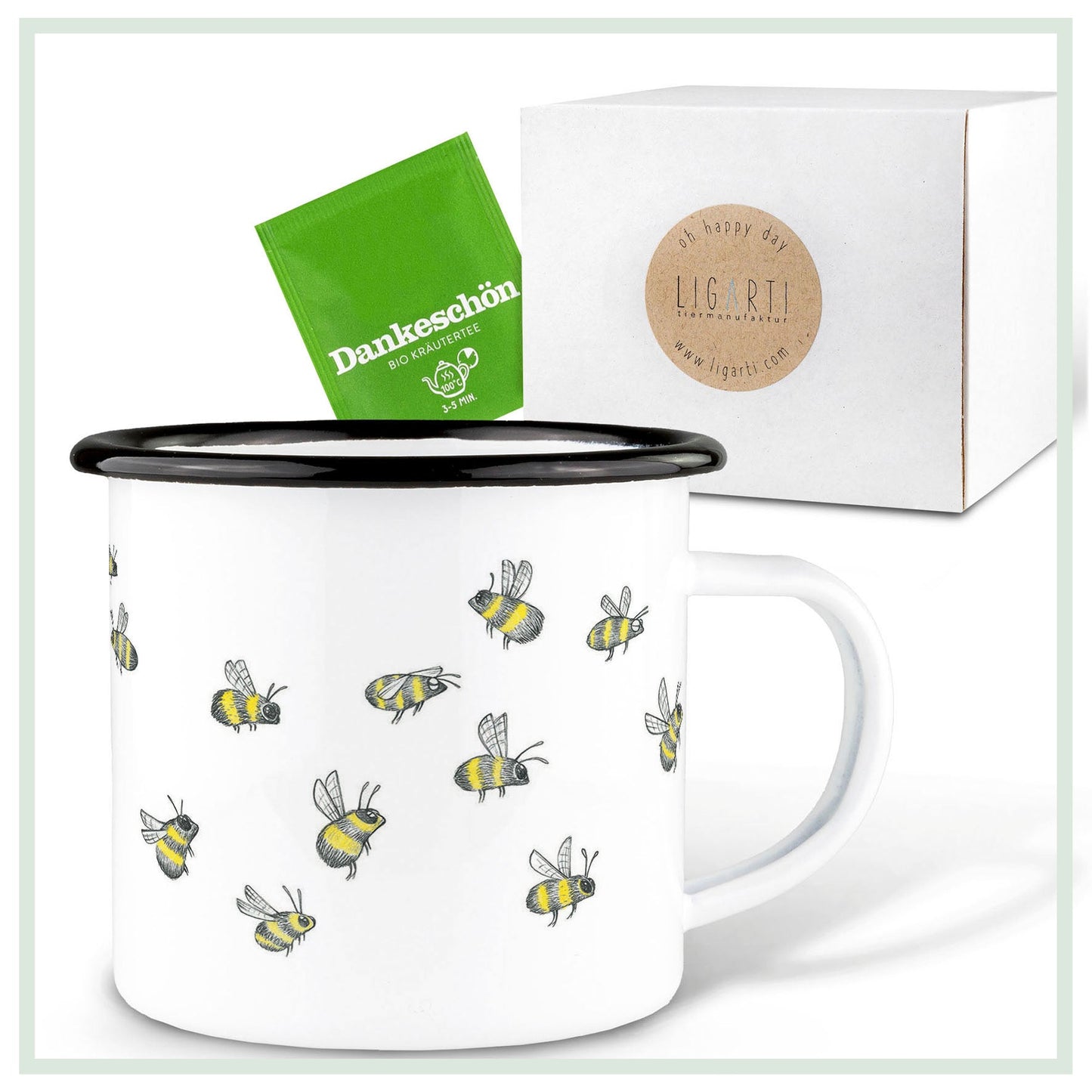 emailletasse bienenschwarm