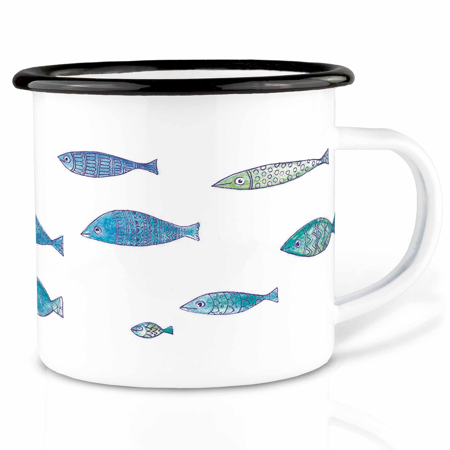 emailletasse fischschwarm