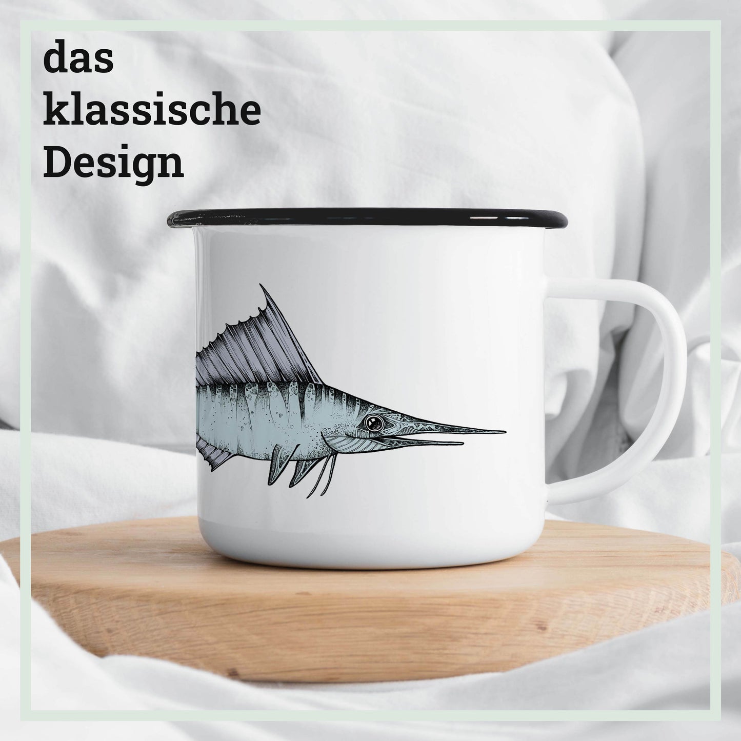 emailletasse schwertfisch