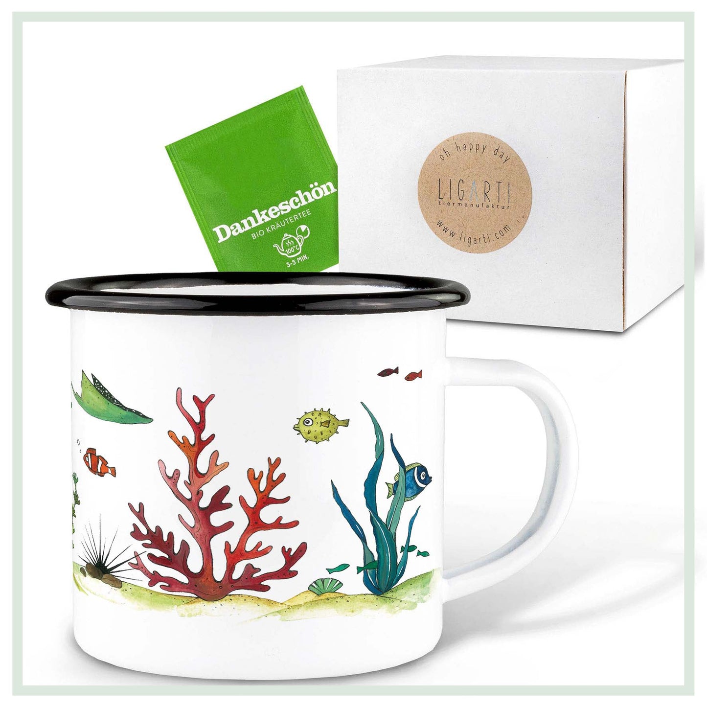 emailletasse unterwasserwelt