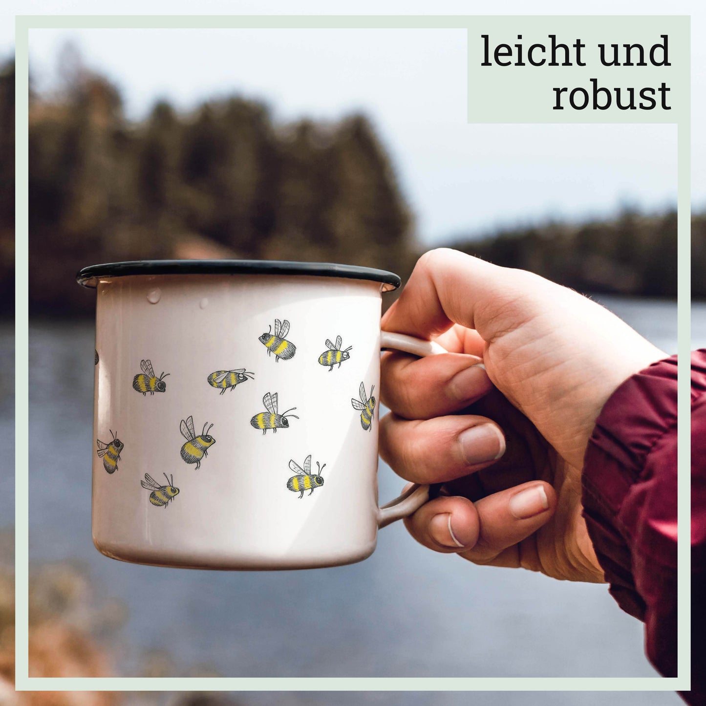 emailletasse bienenschwarm