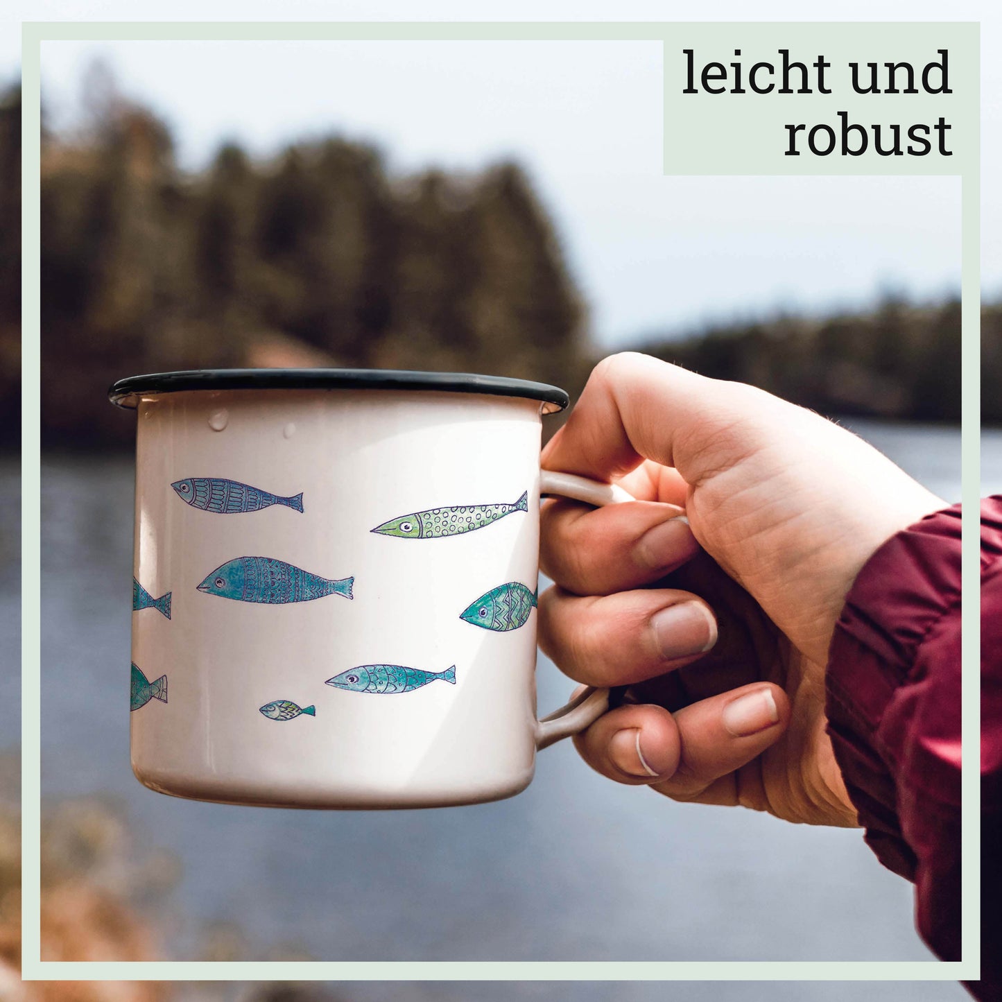 emailletasse fischschwarm
