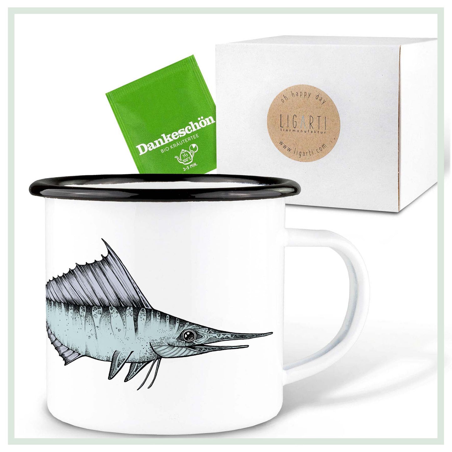 emailletasse schwertfisch