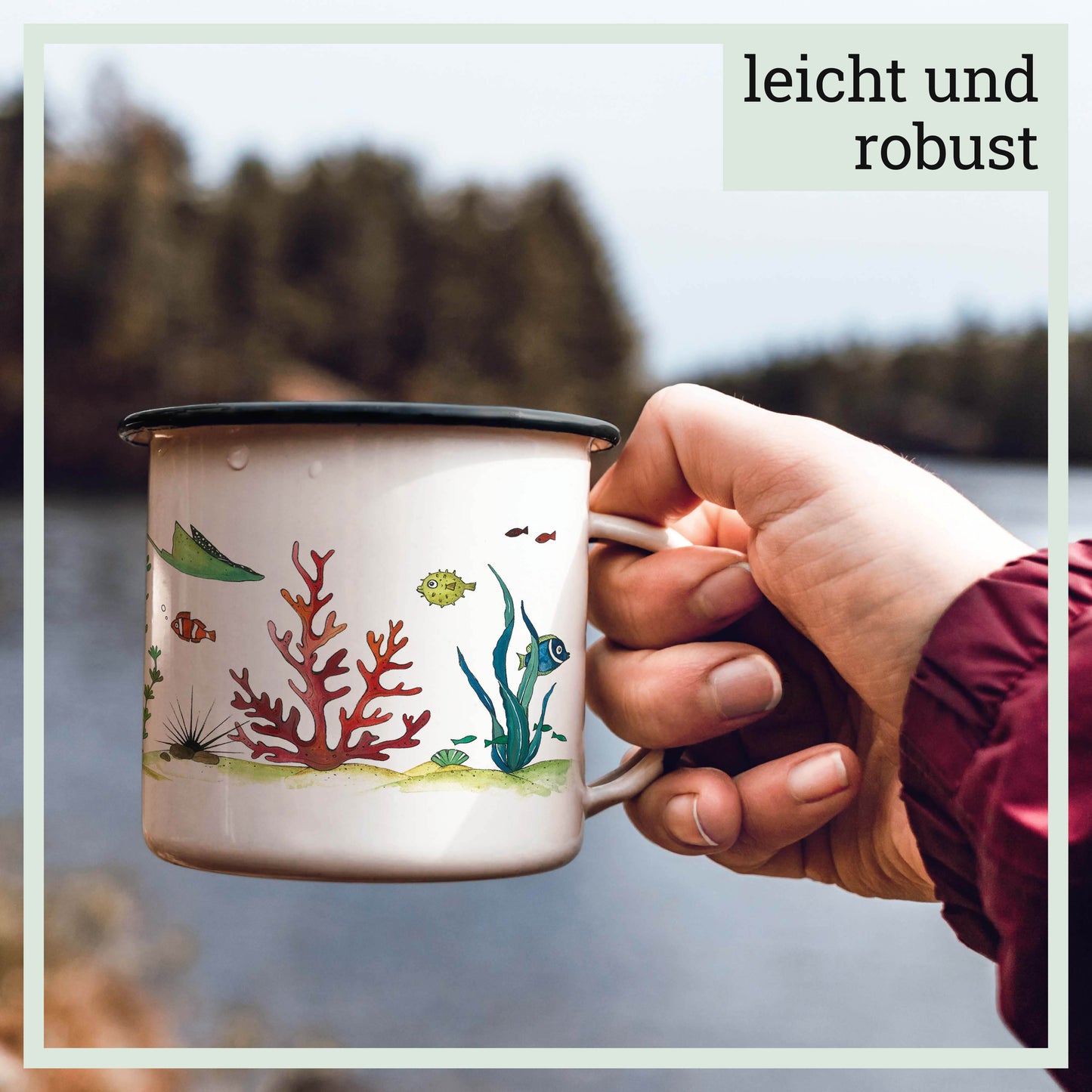 emailletasse unterwasserwelt