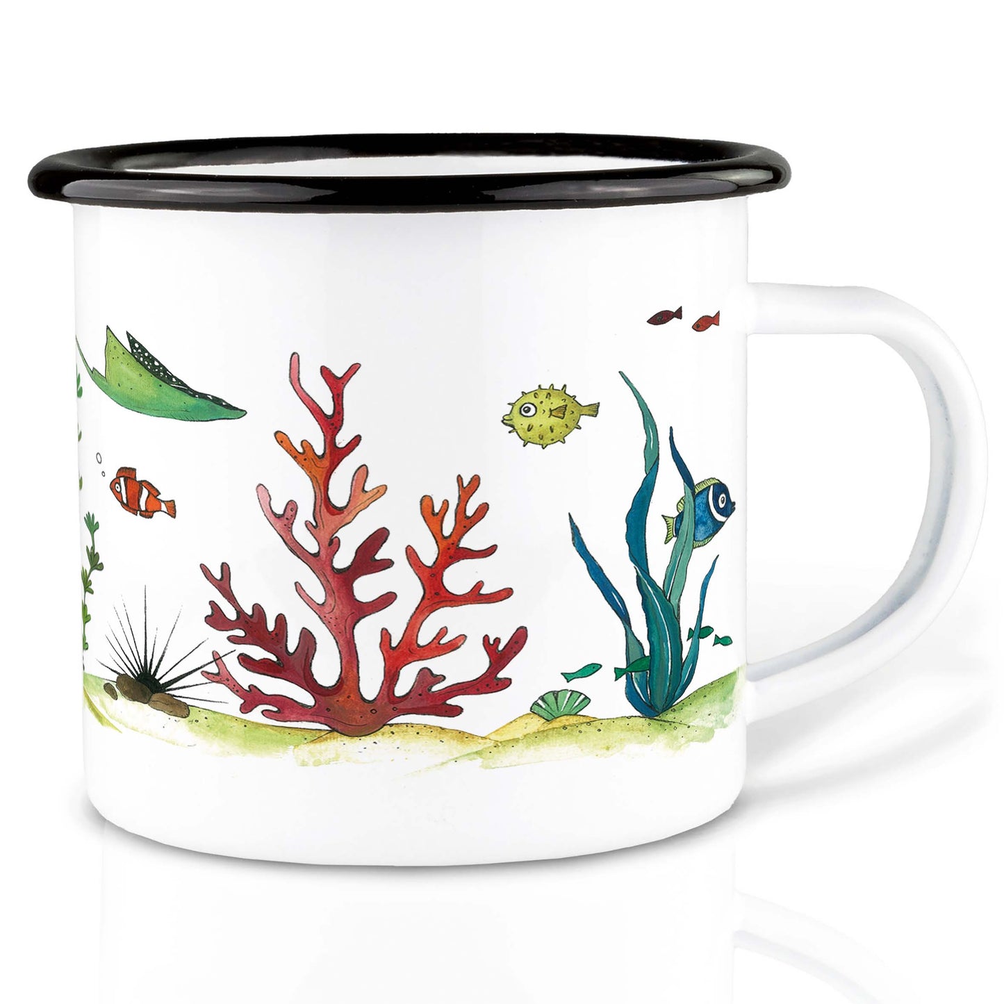 emailletasse unterwasserwelt
