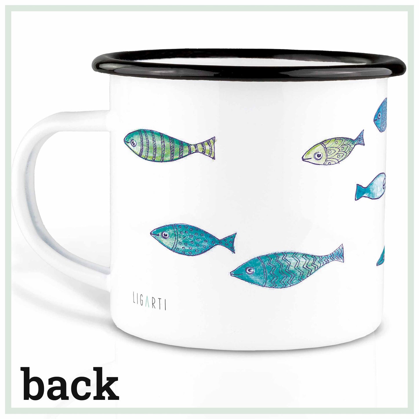 emailletasse fischschwarm
