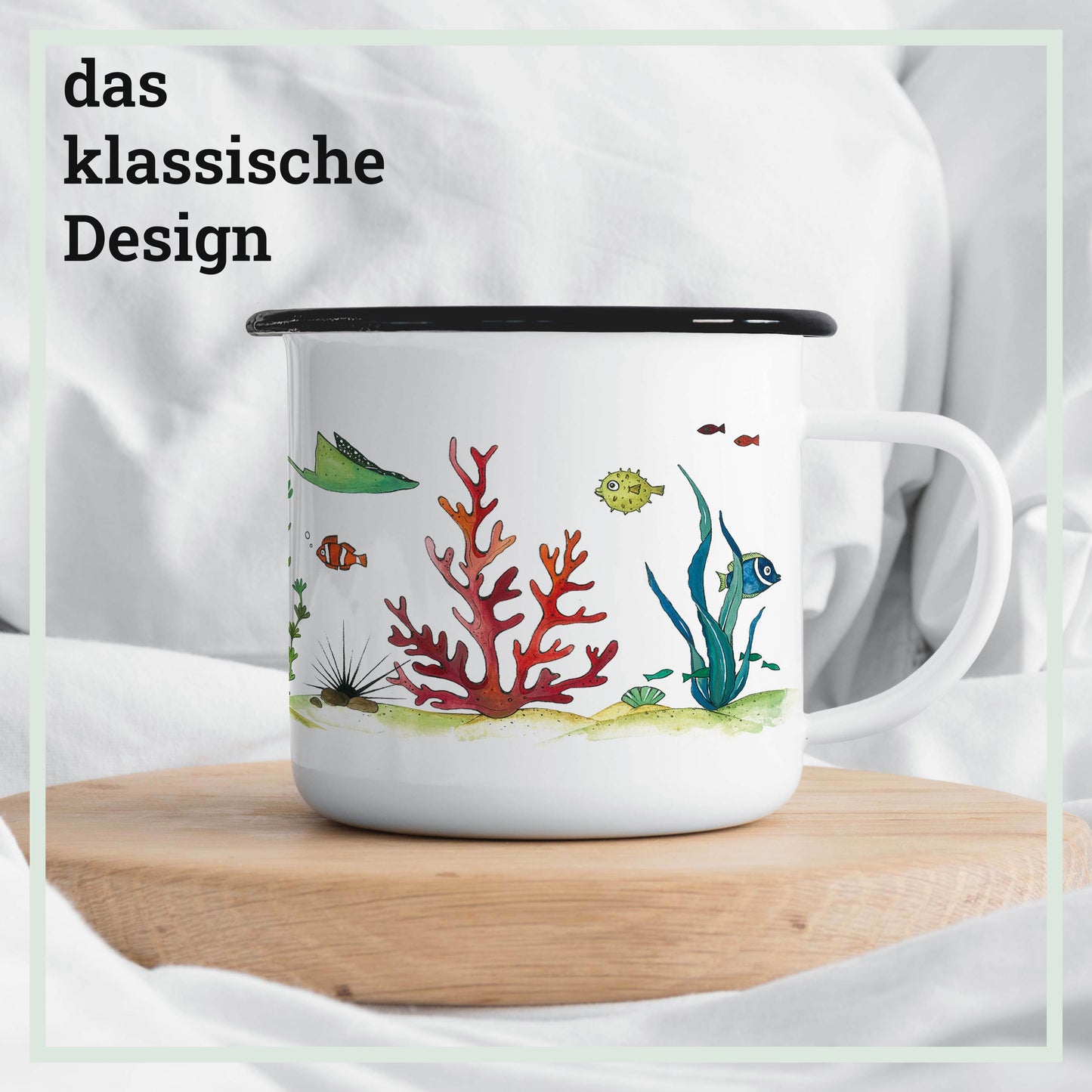 emailletasse unterwasserwelt
