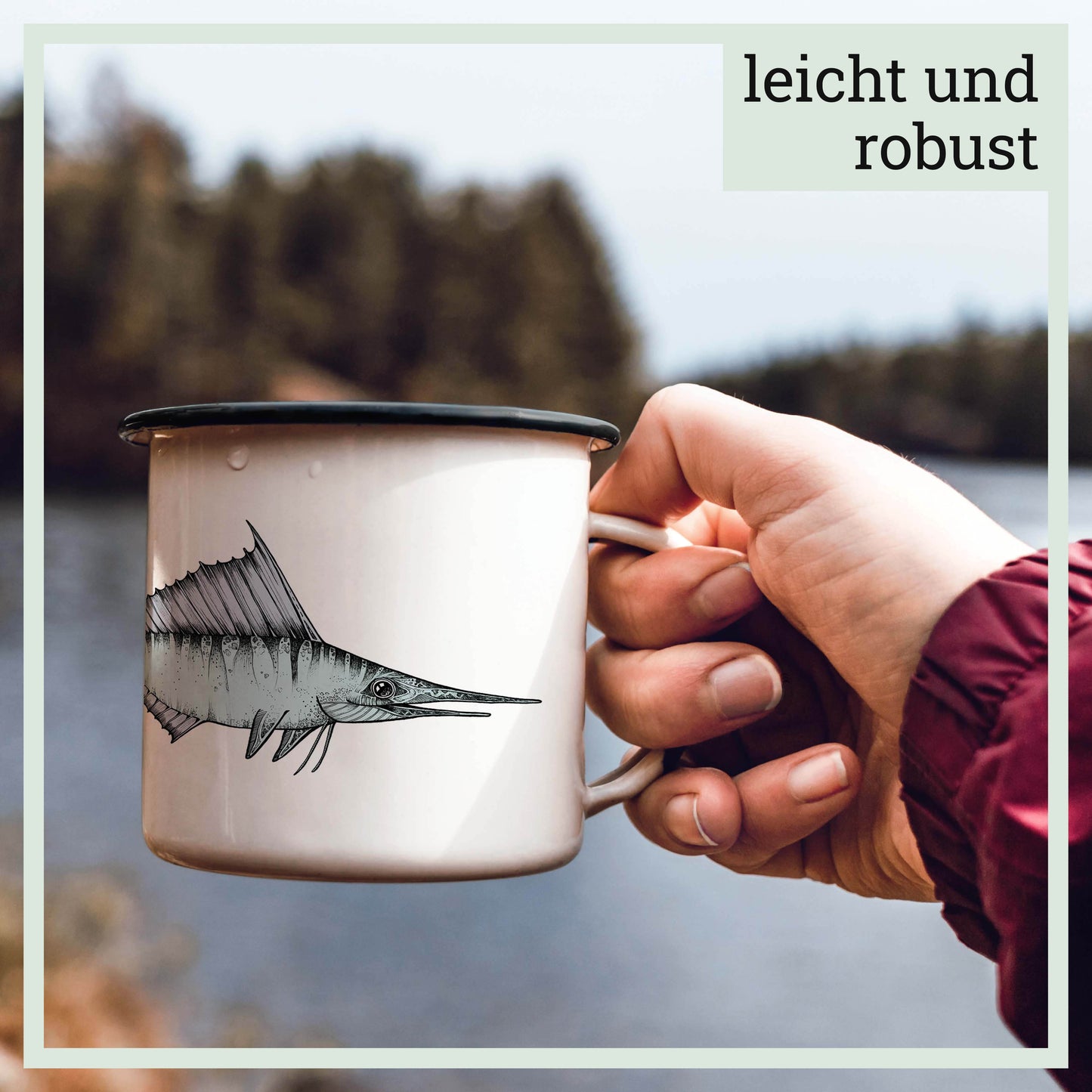 emailletasse schwertfisch