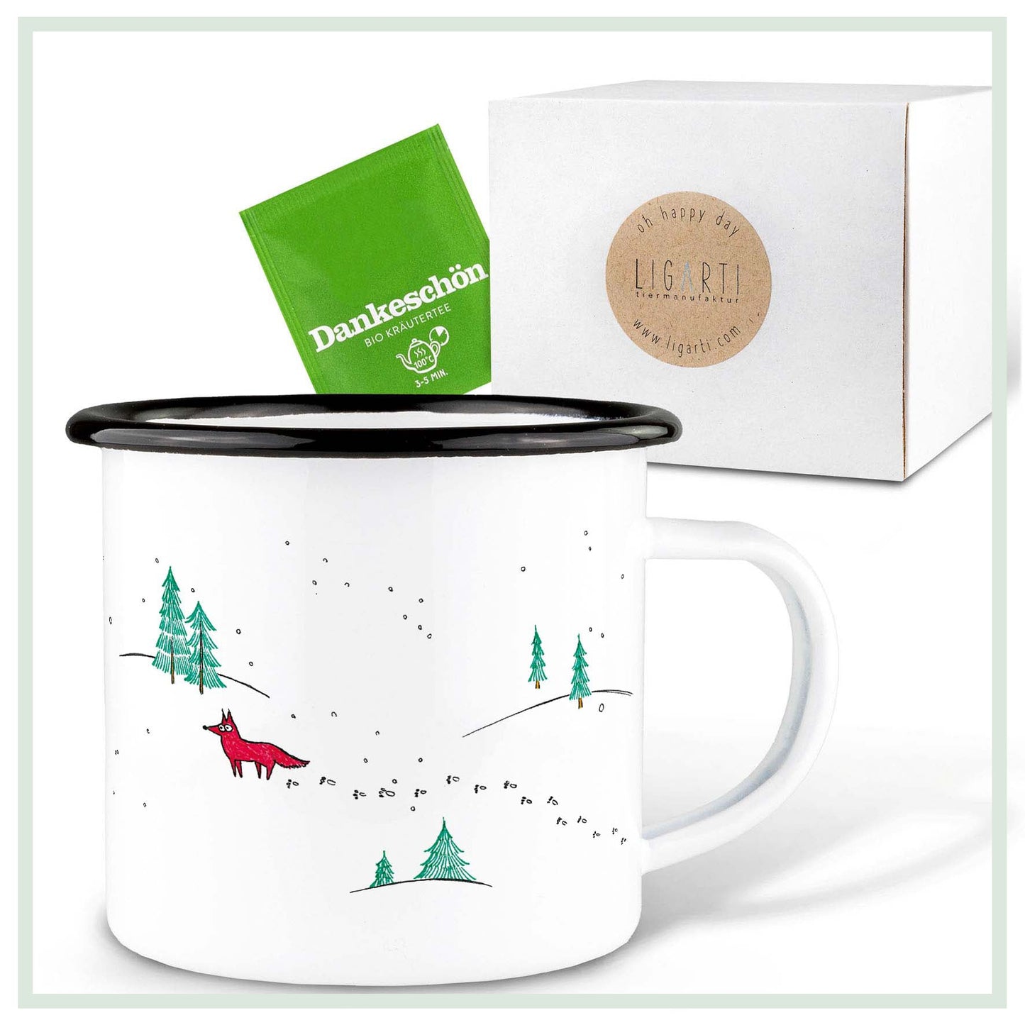 emailletasse winterfüchse