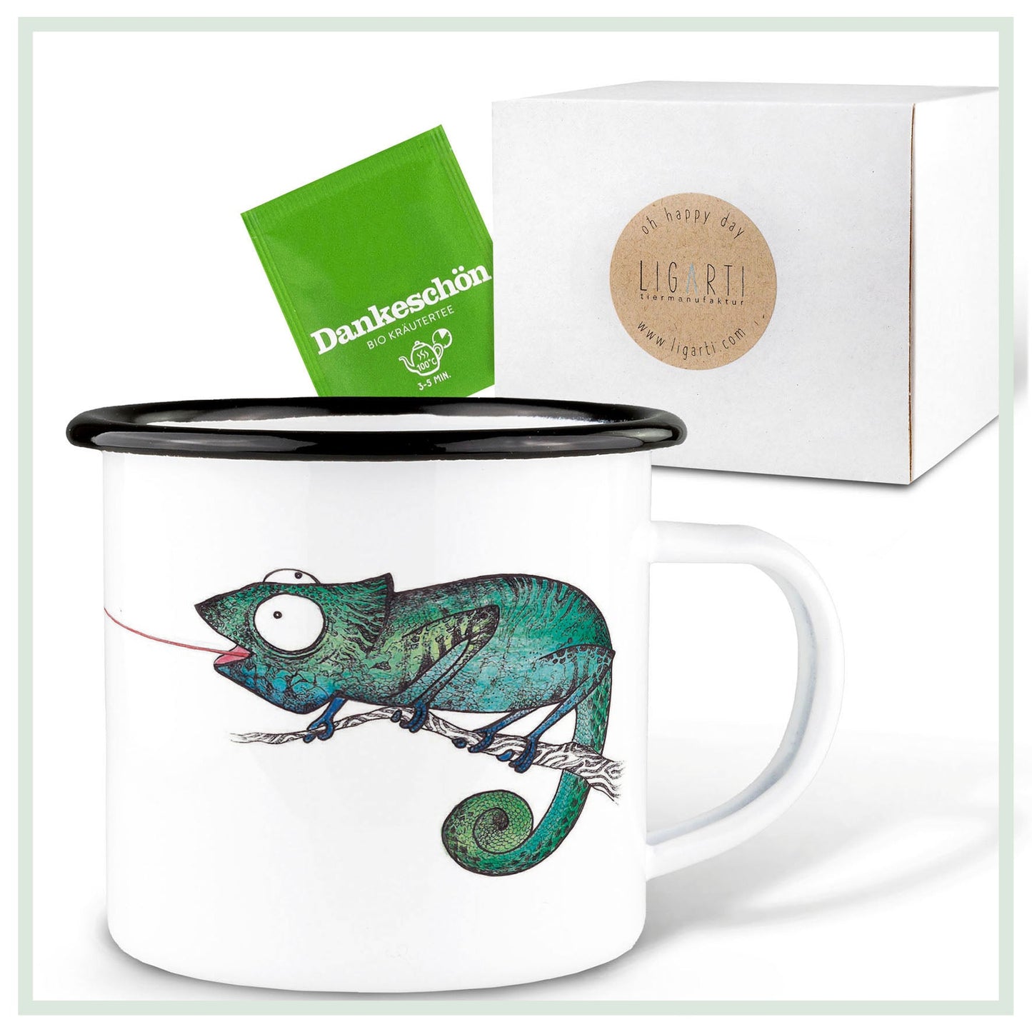 emailletasse fliegenfänger