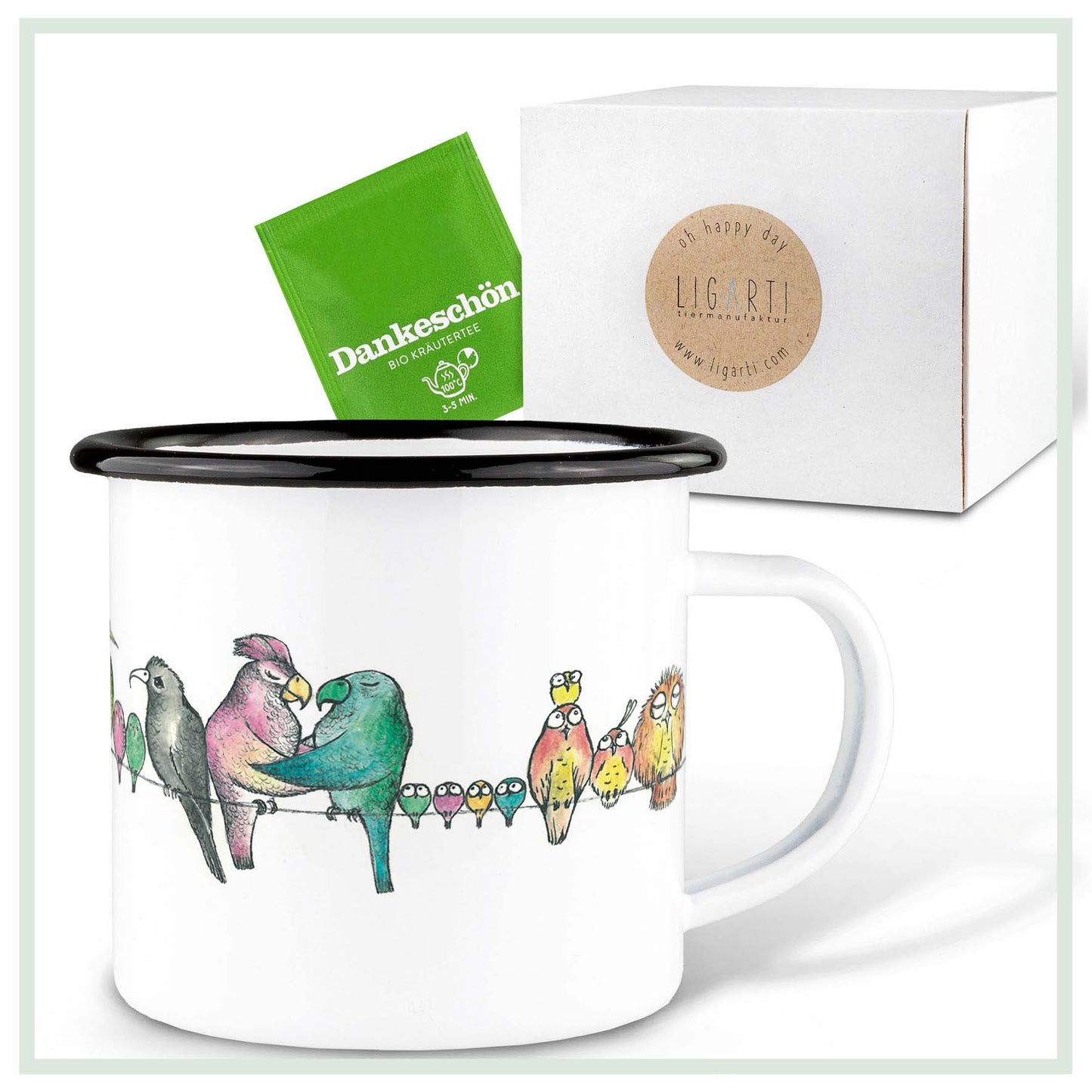 emailletasse vogelparade
