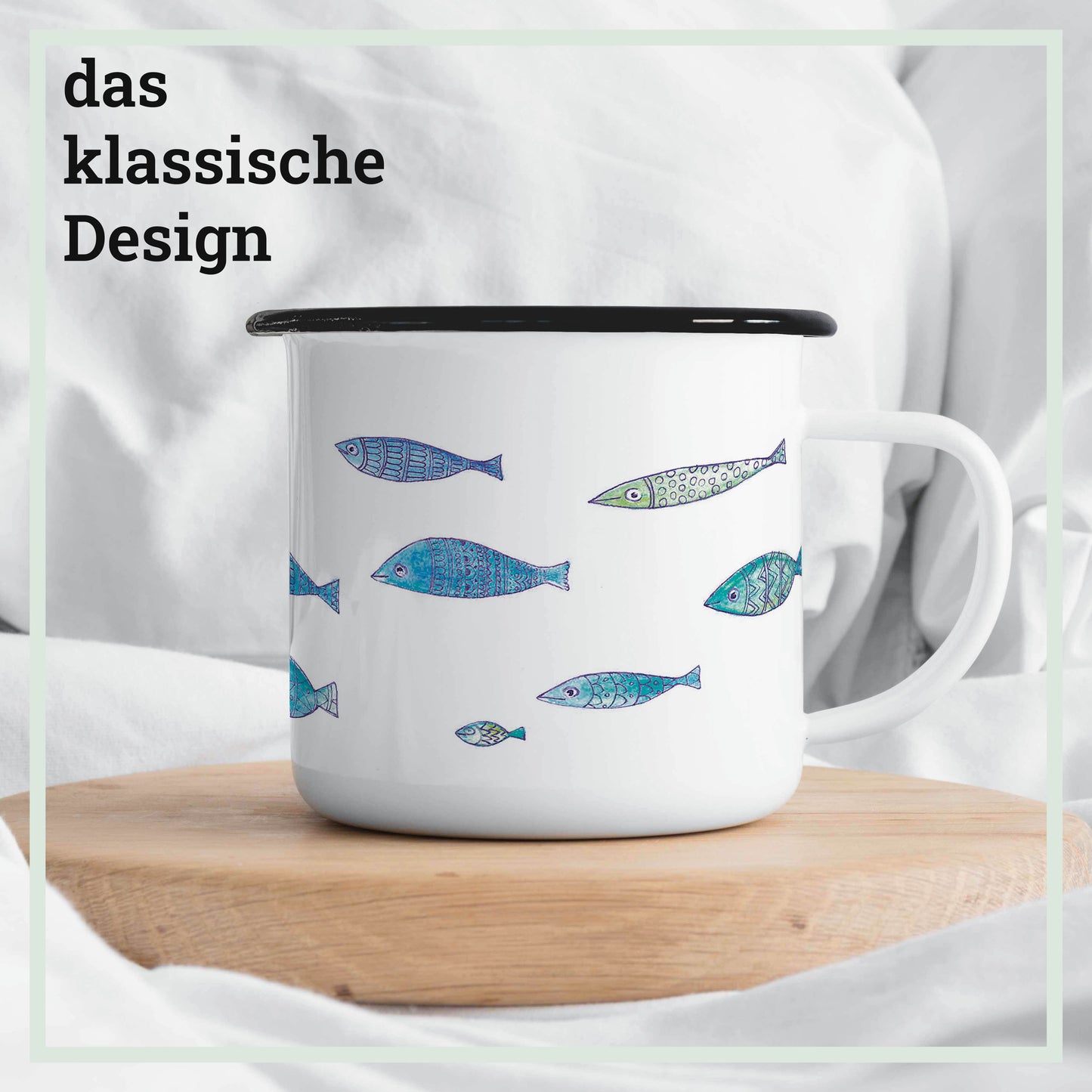 emailletasse fischschwarm