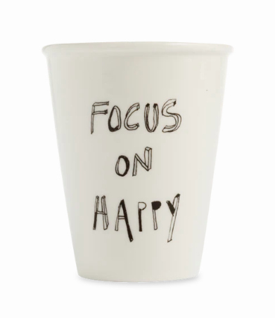 porzellanbecher "focus on happy"